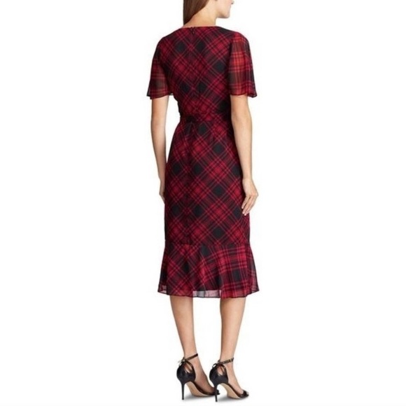 Lauren by Ralph Lauren Women's Plaid Georgette Dress NWT - Picture 2 of 7